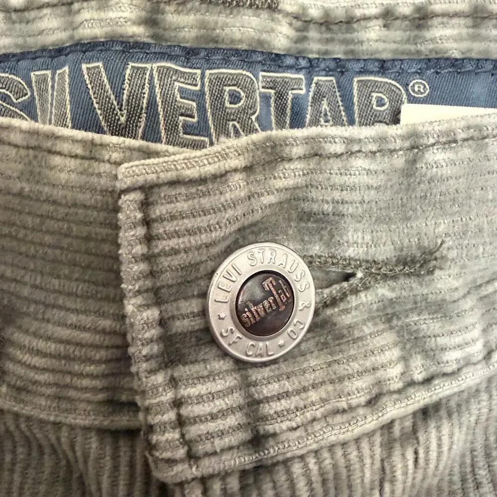 Vintage Levi's Silvertab 90s Y2K Corduroy Cargo‎ Pants Loose Grunge Size 38/30